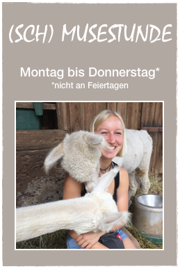 
(SCH) MUSESTUNDE

Montag bis Donnerstag*
*nicht an Feiertagen

￼